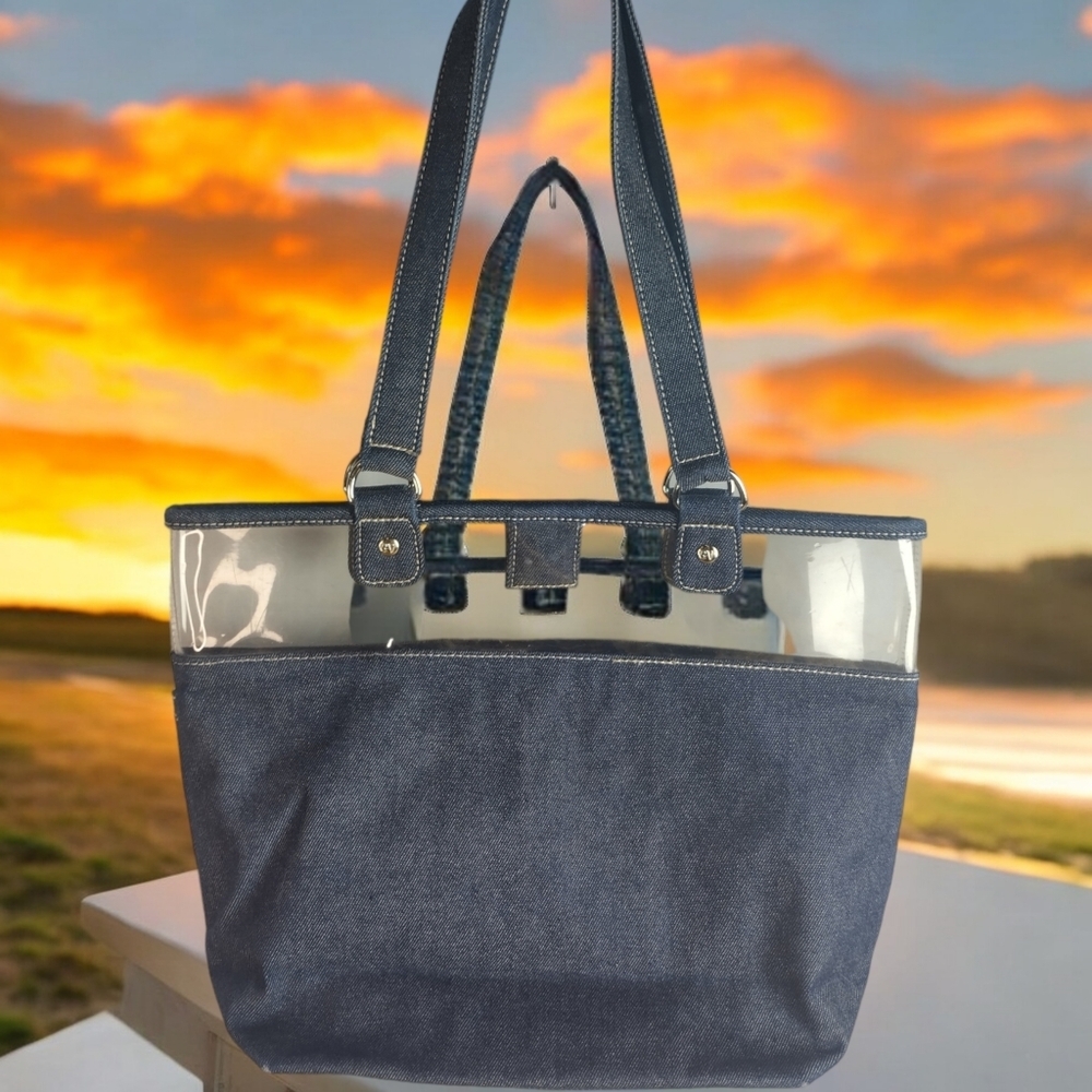 gloria vanderbilt Should Bag Purse With See Through Style Fashion Denim Look